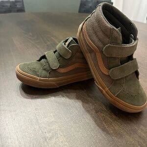 Vans Green and Brown High-Top Sneakers size 1 kid